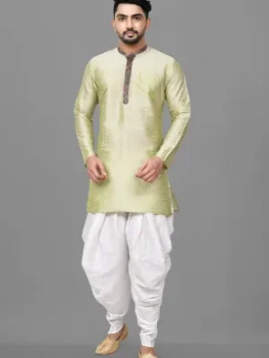 contrast-placket-dupion-silk-short-kurta-set-in-pastel-green-v1-mtx1518